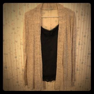 Oatmeal lace back cardigan